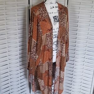 Zenobia Ella earth tones new kimono open cardigan lightweight size 2XL